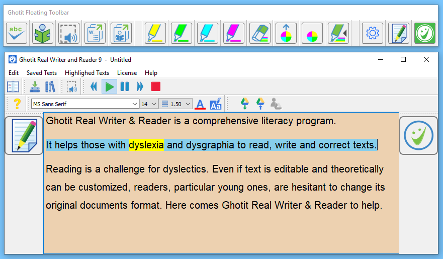 Reading Help by Customized Dyslexia-Friendly Background Colors and Fonts.